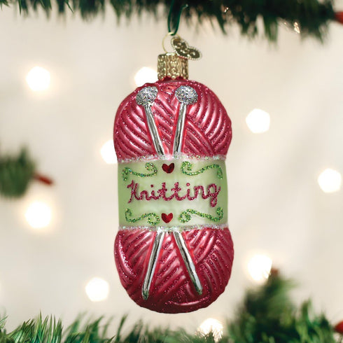 Old World Christmas 32255 Hobbies Gifts Glass Blown Ornaments for Christmas Tree Knitting Yarn, 3.75 Inches...