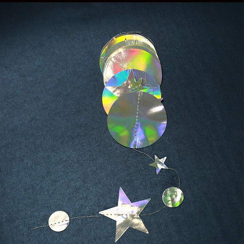 Cheerland Iridescent Star Garland Decorations Holographic Hanging Stars Moon Party Decoration Galaxy Birthday Streamer Ramadan Eid Banner Baby Sho...