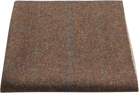 King & Priory Heritage Check Cedar Brown Pocket Square, Handkerchief...