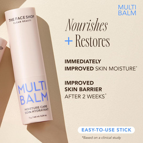 The Face Shop Moisture Care Multi Balm, All-in-one Daily Moisturizer Stick for Sensitive and Dry Skin, Korean Skin Care, Cooling, Hydrating & Firm...