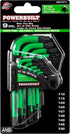 Powerbuilt L-Type Tamper Proof 9 Piece Wrench Set, Short Arm Torx Star Key, Non-Slip Handle, Hex Ball End, Holder - Green 941071...