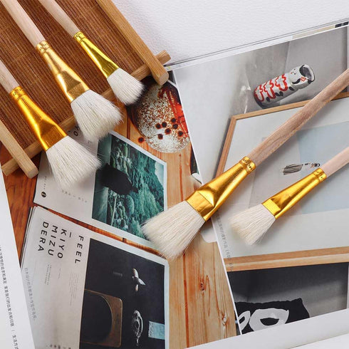 10Pcs/Set Pig Hair Wood Handle Artist Paint Brush Brush Watercolor Painting Art Supplies for Beginners and Professionals...