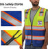 Reflective Mesh Vest High Visibility Two Tone with Pockets and Zipper, Yellow and Blue Mesh with Orange Trim M...