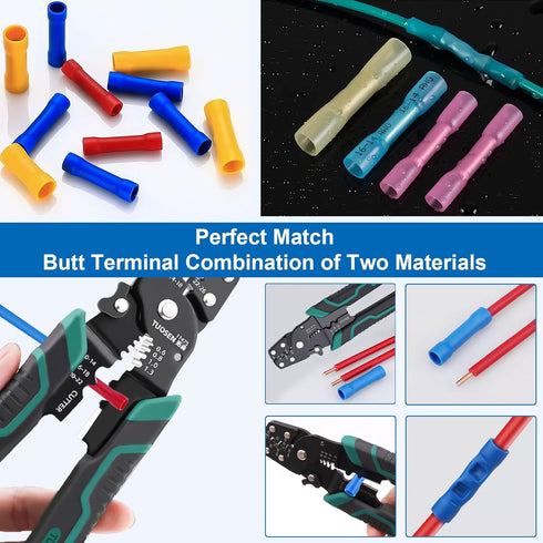 smseace 150Pcs Wire Butt Connectors 22-10AWG Heat Shrink Butt Connectors with Insulated Butt Connectors Insulated&Waterproof Butt Connectors for W...