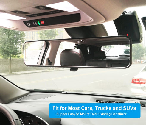 Kitbest Rear View Mirror, Universal Interior Clip On Panoramic Rearview Mirror to Reduce Blind Spot Effectively – Wide Angle – Convex – For Cars, ...