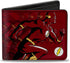 Buckle-Down Unisex-Adult's PU Bifold Wallet-The Flash Running Pose/Bolts Trails Reds, Multicolor, 4.0" x 3.5"...
