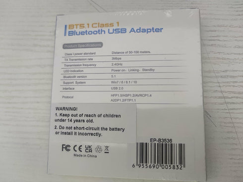Long Range USB Bluetooth 5.1 Adapter for PC Wireless Audio Dongle 328FT / 100M 5.1 Bluetooth Transmitter Receiver for Desktop Laptop PC with Windo...