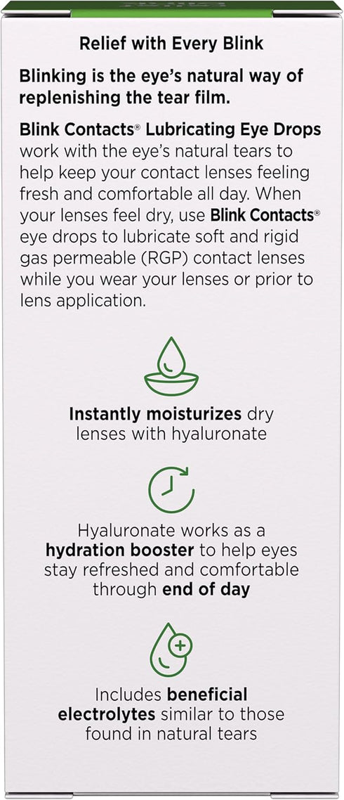 Blink Contacts Lubricating Eye Drops 0.34 fl oz (10 mL), Pack of 3...