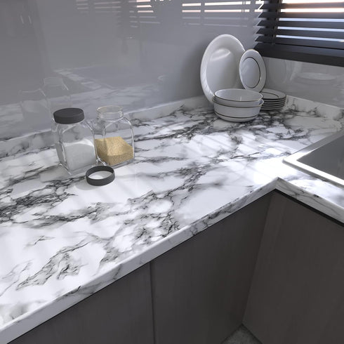Black and White Marble Contact Paper 15.7 x 78.7 Inches Peel and Stick Wallpaper Vinyl Self Adhesive Removable Waterproof Wall Paper for Counterto...