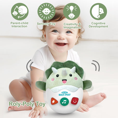 Baby Dinosaur Toys 0-3-6-12 Months, Musical Infant Toys with Light & Sounds, Soft Plush Stuffed Animal, Newborn Boys Girl 1st Birthday Shower Gift...