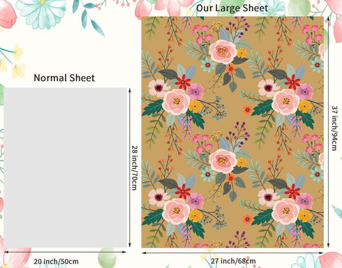 BULKYTREE Kraft Floral Wrapping Paper for Girls Kids Men Women Birthday Wedding Mothers Day Bridal Shower Wedding Graduation - 6 Large Sheets Flow...