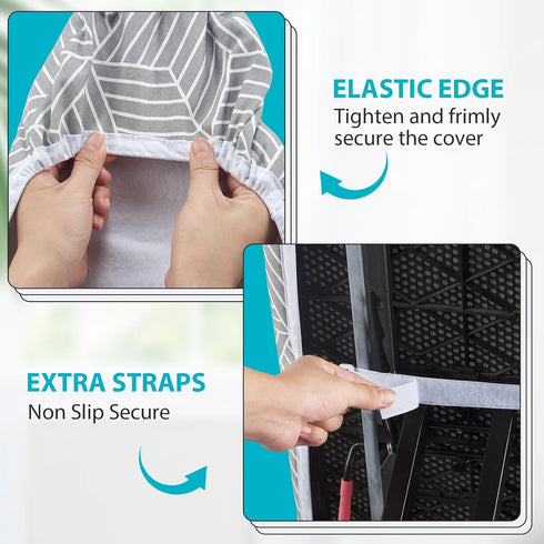 Ironing Board Cover with Padding 15 x 54 inch Standard Full Size, Heat Reflective with Hook and Loop Fasteners, Thick Padding with Elasticized Edg...