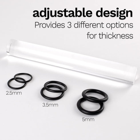 DAS Smart Acrylic Roller - 8-Inch Solid Acrylic Clay Rolling Pin with 3 Adjustable Rings in Sizes 2.5, 3.5 and 5mm - Easy to Clean Black Clay Roll...