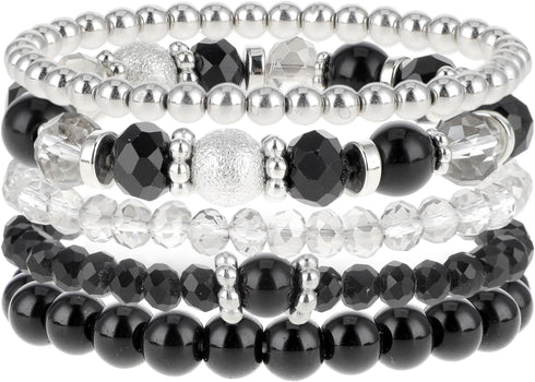 DIVINA VITAE 5 Pcs Beaded Stretch Bracelets Stackable Bracelets Crystal Bead Bracelet Boho Beaded Bracelets Stretch Layering Crystal Stone Beaded ...