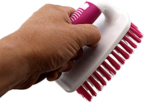 Dependable Industries Inc. Essentials Scrub Brush Comfort Rubber Grip & Flexible Stiff Bristles Heavy Duty for Bathroom Shower Sink Carpet Floor -...