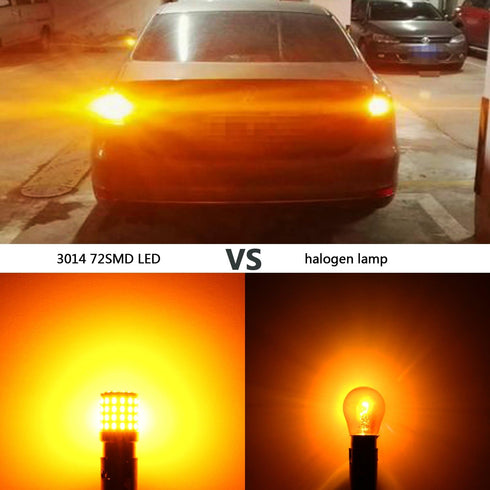 PHINLION Super Bright 3014 72-SMD BA15S 1156 1073 2396 7506 1156A Amber Yellow LED Light Bulbs for Turn Signal Blinker Lights...