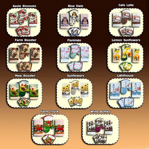 Lobyn Value Packs: 5-Piece Café Latte Kitchen Towel Set – Quilted Oven Mitt & 2 Potholders, Perfect for Coffee Lovers...