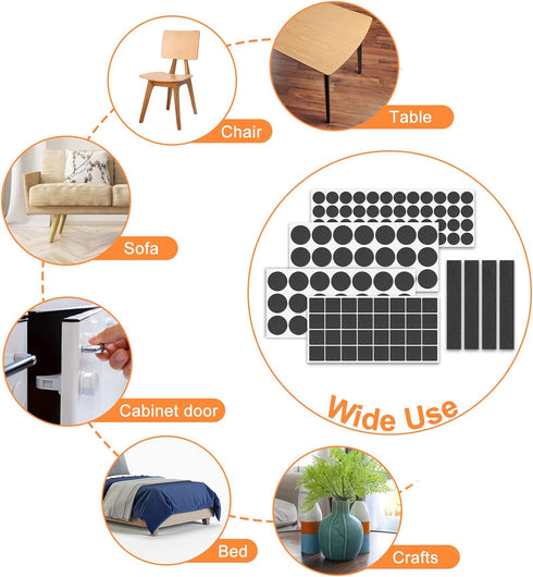 Felt Furniture Pads 300 Pieces, Furniture Pads for Hardwood Floors, Felt Pads for Chair Legs Furniture, Floor Protectors for Furniture Black...