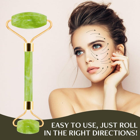Jade Roller & Gua Sha Facial Tools, Natural Anti-Aging Jade Beauty Skin-Care Tool Face Roller to Rejuvenate Facial Skin Cooling, Slimming & Firmin...