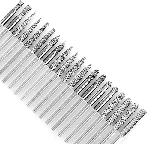?????? ???? 20pcs Aluminum Cutting Burr, 1/8 Inch Shank Double/Single Cut Tungsten Carbide Burrs Set for Dremel Rotary Tools...