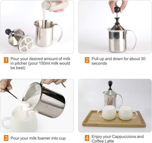Manual Stainless Steel Whipped Cream Dispenser - Handheld DIY Whipper Maker - Perfect for Gift, With Lid...