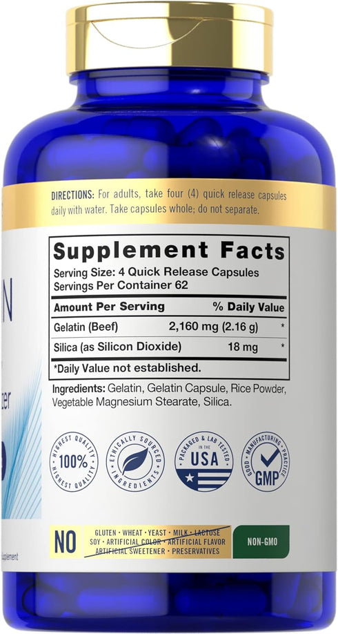 Carlyle Gelatin Capsules | 2160 mg | with Silica Optimizer | 250 Count | Non-GMO, and Gluten Free Supplement...