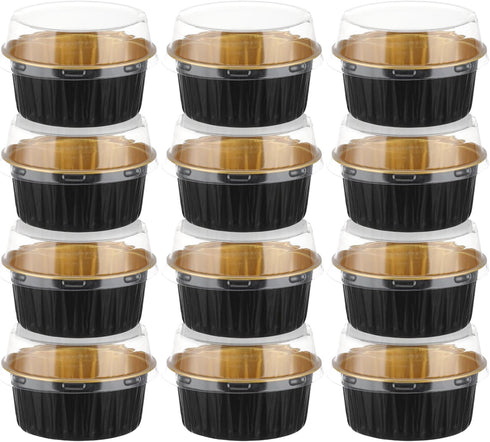 20Pack Alluminum Cupcake Containers, 5oz Dessert Cups with Lids, Mini Cake Pans With Lids for Gift Holiday Party Cake Baking Sales Mini Storage Bo...