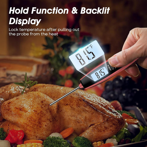 DOQAUS Digital Meat Thermometer, Instant Read Food Thermometer for Cooking Kitchen Candy with Super Long Probe for Turkey Grill Water Oil Deep Fry...