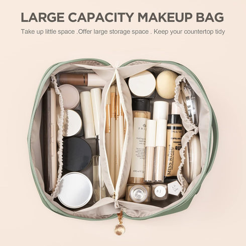 HBselect Travel Makeup Bag, Large Capacity Cosmetic Bags for Women,Waterproof Portable Pouch Open Flat Toiletry Bag Make up Organizer with Divider...