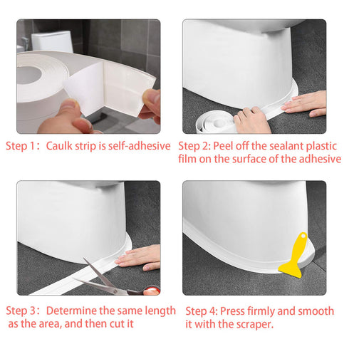 DREETINO Bath Sealant Strip,3PCS x 11FT Self Adhesive Caulk Strip Sealant Tape for Kitchen, Bathroom, Toilet, Wall Corner with Sealing Tool...