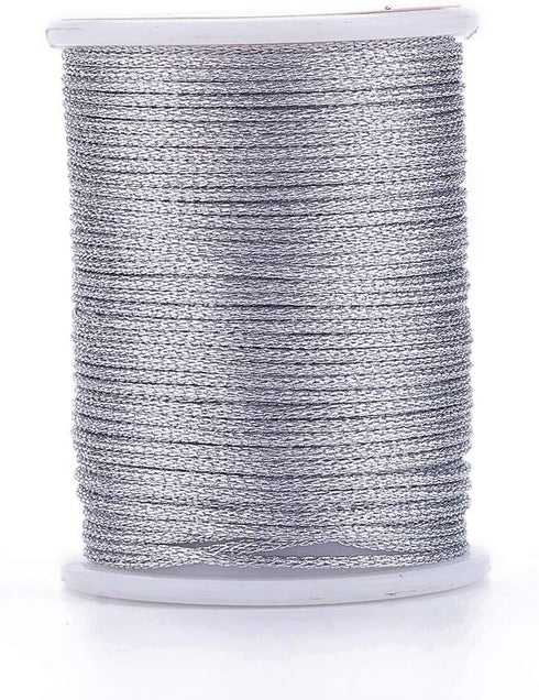 Pandahall 76.5 Yards Jewelry Polyester Cord LightGrey Beading String with Metallic Cord 1mm Chinese Knotting Cord Macrame Thread for Bracelet Jewe...