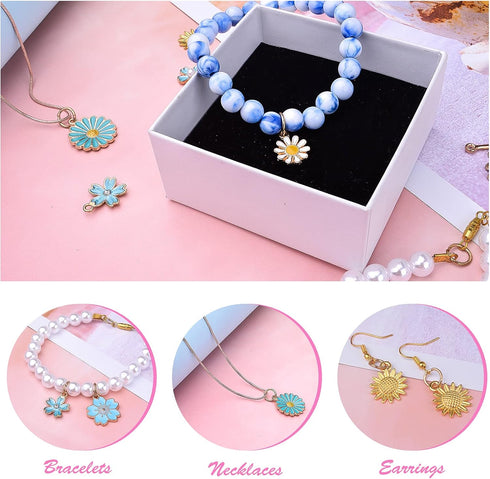 60pcs Mixed Enamel Flower Charms Alloy Sunflower Rose Flower Pendants Sweet Dangle Charms Jewelry Making Accessories for DIY Necklace Bracelet Ear...