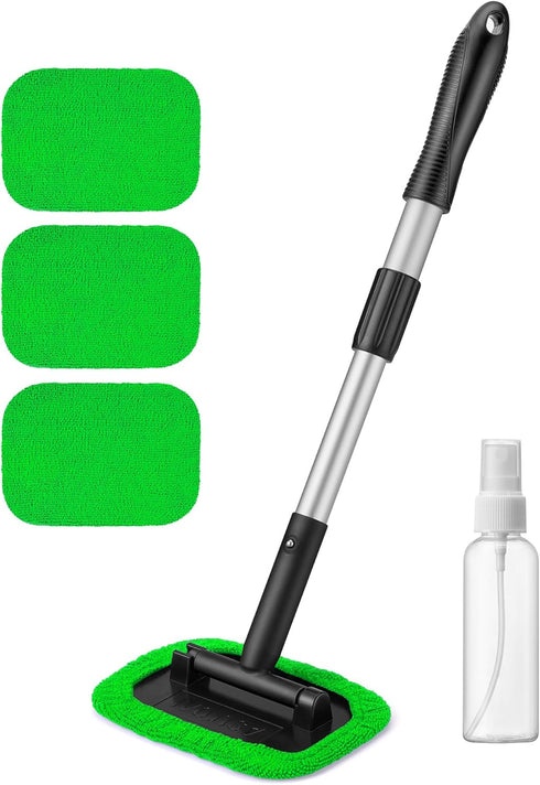 AstroAI Windshield Cleaner, Microfiber car Window Cleaner with 4 Reusable and Washable Microfiber Pads and Extendable Handle Auto Inside Glass Wip...