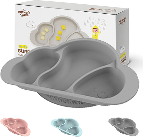 Mother's Corn Suction Plate for Baby | Divided Food-Grade 100% Silicone Feeding Bowls and Dishes for Kids, Infants & Toddlers - BPA-Free, Microwav...