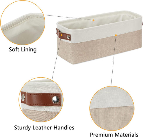 DULLEMELO 2-Pack Bathroom Baskets for Toilet, Small Storage Bins for Organizing Closets, Cabinets, Shelves, Canvas Fabric Storage Basket Bins With...