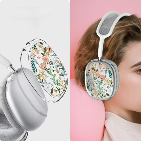 Cover for AirPods Max Headphones, Cute Soft TPU AirPods Max Case, Transparent Case for Apple AirPods Max, White Flower......