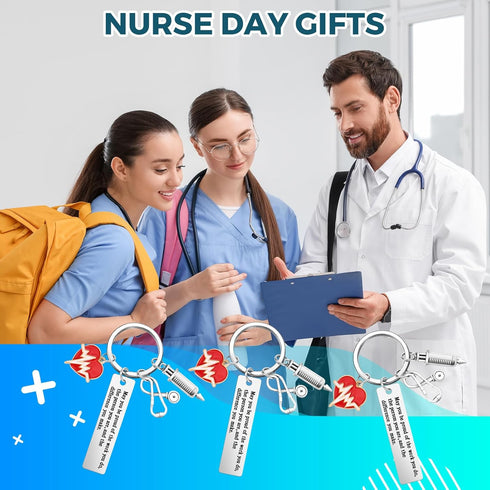 Sureio 72 Pcs Nurse Graduation Gift Include 24 Nurse Keychain Nursing Appreciation Gift with 24 Tassel Organza Bag and 24 Tag Thank You Gifts for ...