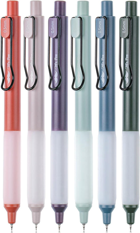 Mr. Pen- Retractable Gel Pens, 6 Pack, Vintage Barrels, Black Gel Pens, Fast Dry, Gel Pens Fine Point 0.5mm, Retractable Pens, Cute Pens, Gel Ink ...