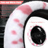 10 Pieces Cow Print Car Accessories Set Cow Fluffy Plush Steering Wheel Cover Shift Cover Handbrake Cover Pad Cup Seat Belt Pad Bracelet Key Chain...