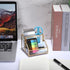 Hipiwe Glass Business Card Holder Stand with Pen/Pencil Organizer Gold Business Name Cards Display Holder for Home Office Desktop Countertop, 2 Sl...