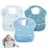 Little Dimsum 3 Pack baby waterproof bib easy to clean feeding weaning bib adjustable closure suitable for children with large pockets for 6-36 mo...