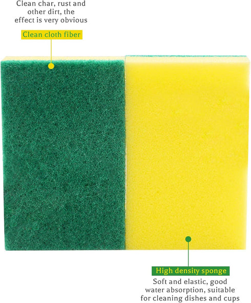 30 Pack Kitchen Sponges Individually Wrapped, Non-Scratch Scouring Pads Bulk Scrub Sponges for Cleaning Kitchen and Household, Car, Dish Sponge fo...
