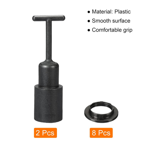 MECCANIXITY E14 Socket Ring Removal Tool T Type with Lamp Shade Socket Rings for Medium Base, Light Replacing Accessories, Black Pack of 10...