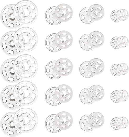 120 Sets Plastic Sew-on Snap Buttons Fasteners Buttons Invisible Sewing on Snap Buttons Round Clear Press Button Clear Snaps for Sewing Shirts Sew...