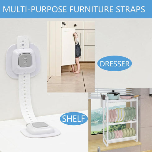 YEYA Upgraded No Drill Anti tip Furniture Wall Anchors Straps for Baby proofing (4 Pack)...