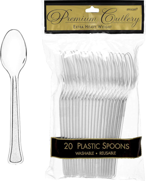 Clear Plastic Heavy Weight Spoons (20 Count) - Premium Disposable Plastic Cutlery, Perfect for Home Use and All Kinds of Occasions...