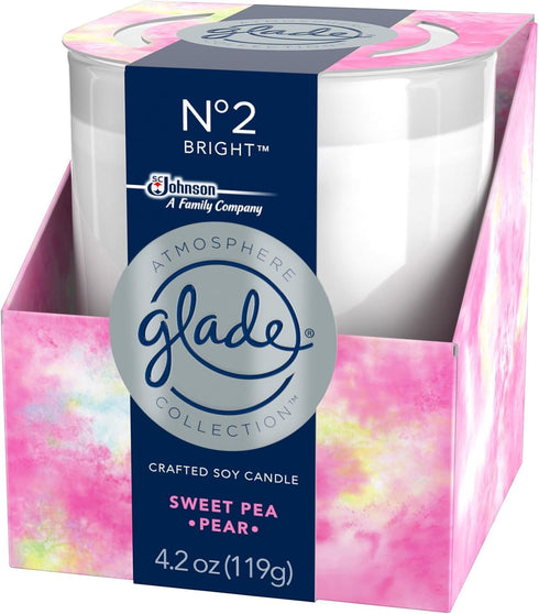 Glade Crafted Soy Candle, Air Freshener, Atmosphere Collection, No 2 Bright, Sweet Pea Pear, 4.2 Oz...