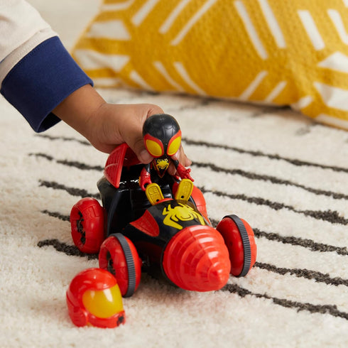 Marvel Spidey and His Amazing Friends Web-Spinners Miles with Drill Spinner, Car Playset with Vehicle, 4-Inch Scale Action Figure and Accessory, T...