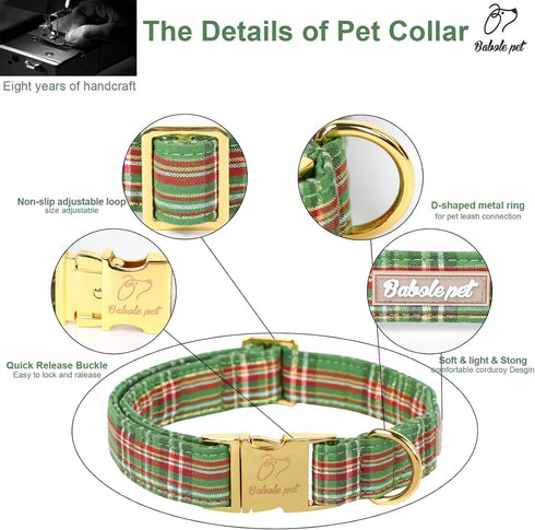 Christmas Dog Collars for Large Dog,Green Dog Collar with Safety Metal Buckle Adjustable Puppy Collars for Small Medium Dog,Boy&Girl&male&Female D...