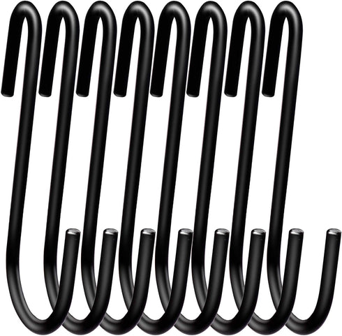 18 Pack ESFUN 4 inch Heavy Duty S Hooks Black Pan Pot Holder Rack Hooks S Shaped Hooks Hangers for Oval Ceiling Pot Rack Hanging Kitchenware Spoon...